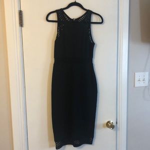 Black dress mid calf from express gold zipper